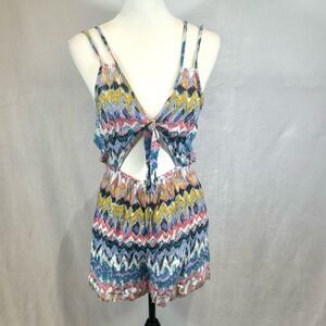 Passport colorful abstract print cutout romper size medium